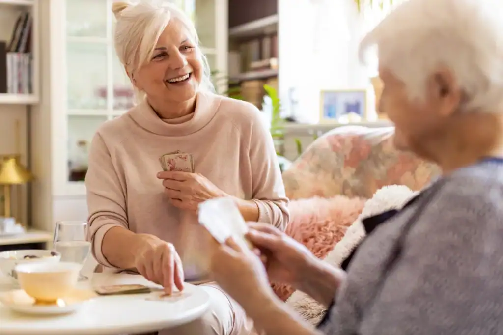 woman talking in assisted living in Elmhurst